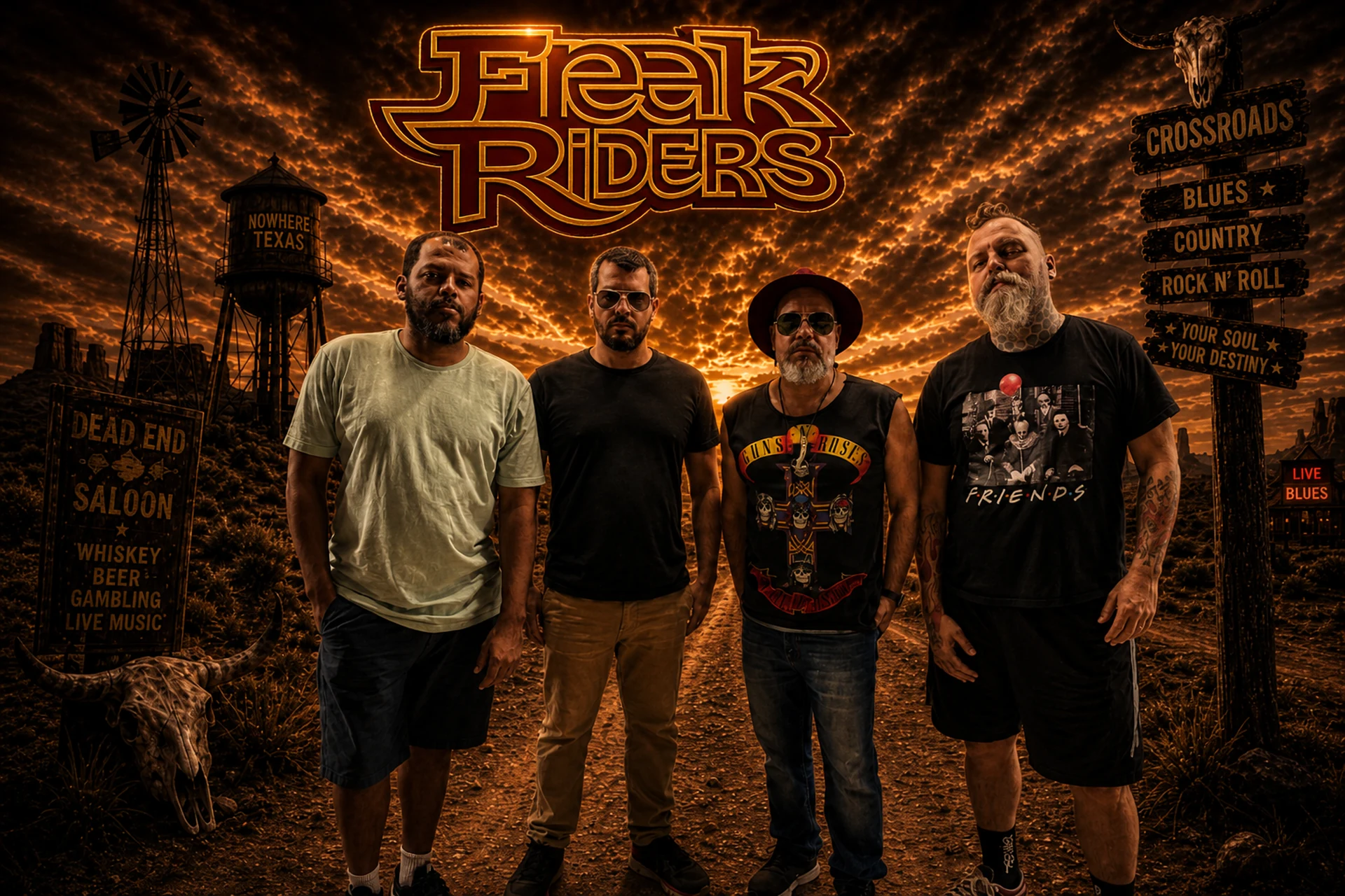 Freak Riders em cenário de velho oeste